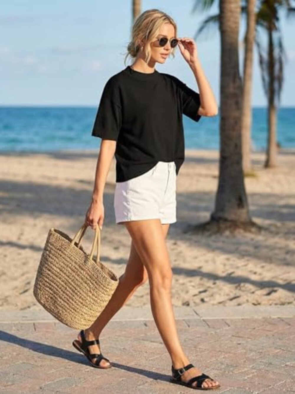Women's Loose Knit Short Sleeve Sweater Top Lightweight Pullover - Picture 3 of 7